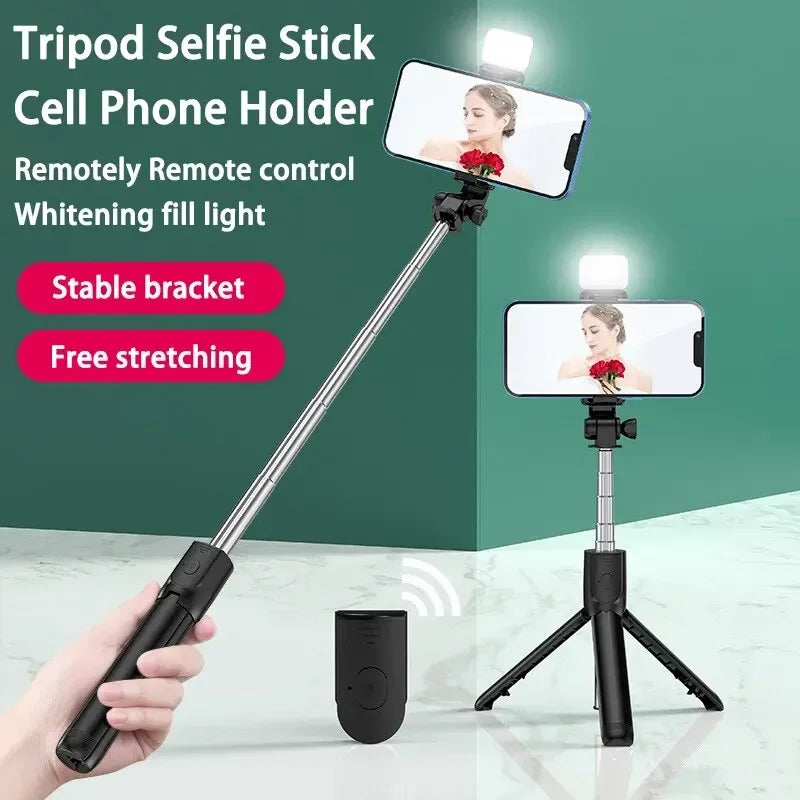 Extendable Selfie Stick Tripod with Phone Tripod for Group Selfies Live Streaming Video Recording Compatible with All Cellphones