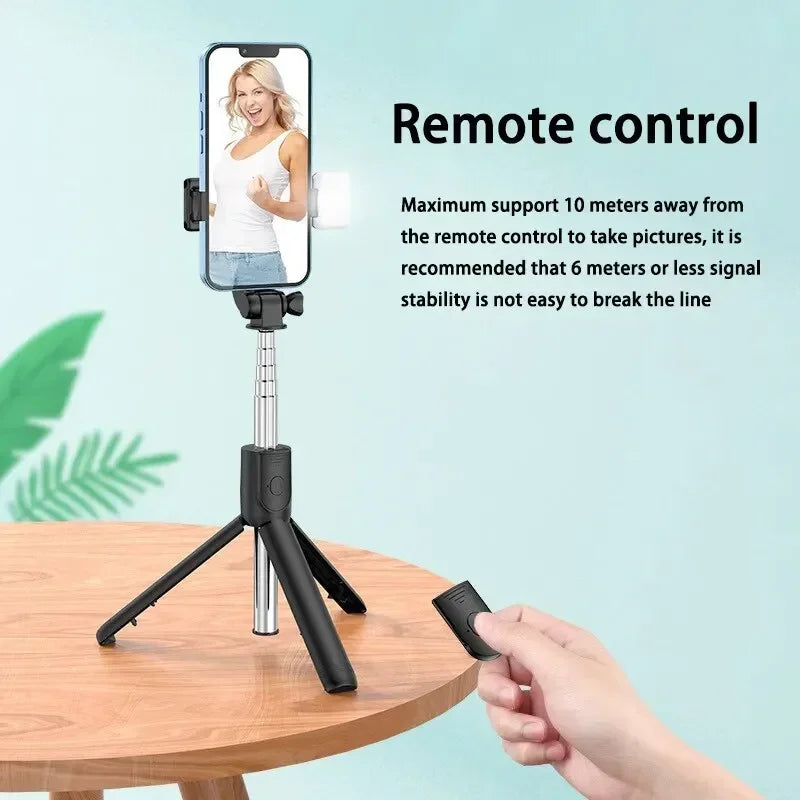 Extendable Selfie Stick Tripod with Phone Tripod for Group Selfies Live Streaming Video Recording Compatible with All Cellphones